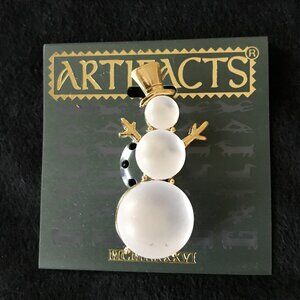 Vintage Snowman Brooch Signed JJ